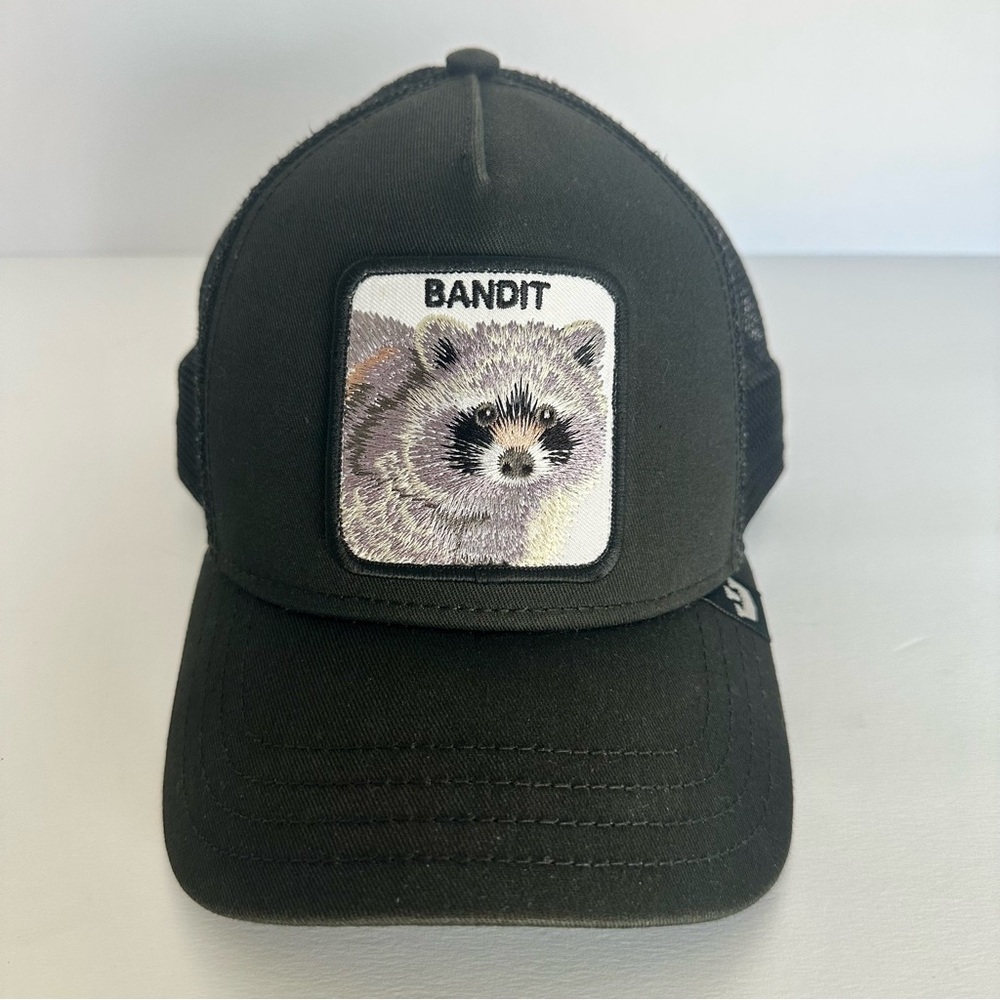 Goorin Bros Bandit Raccoon Patch Trucker Hat Black Animal Farm Cap snapback OS - Picture 13 of 14